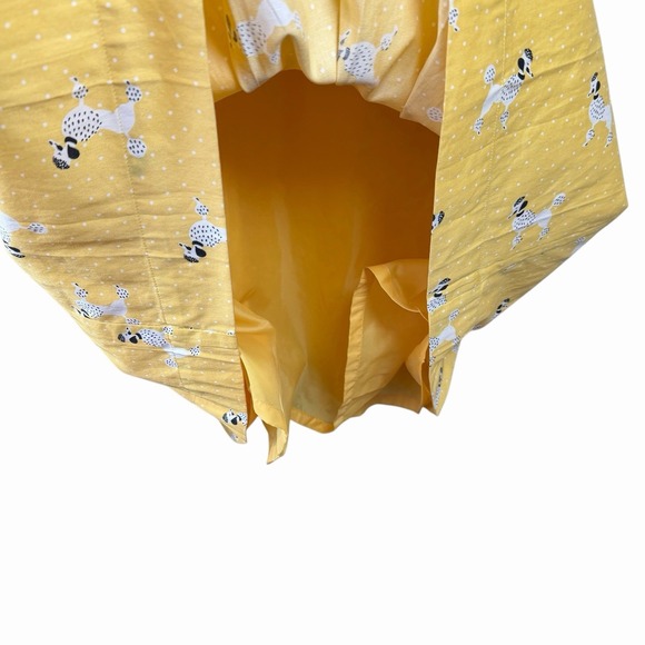 Y2K Liz Claiborne Yellow Poodle Print Cotton Dress Size 6 Novelty Retro Kitschy - Picture 9 of 16